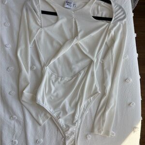 Princess Polly white long sleeve cut-out bodysuit
